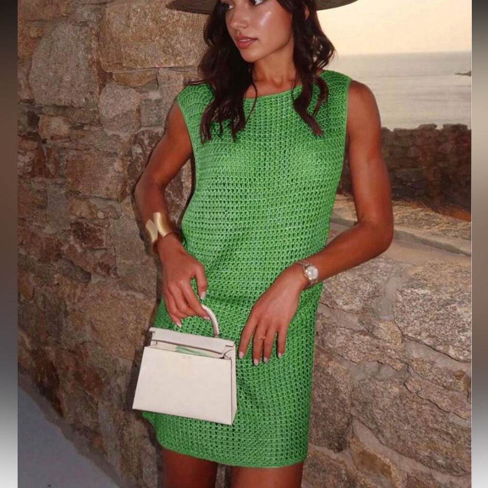 SHEIN Vibrant Green Crochet Coverup
